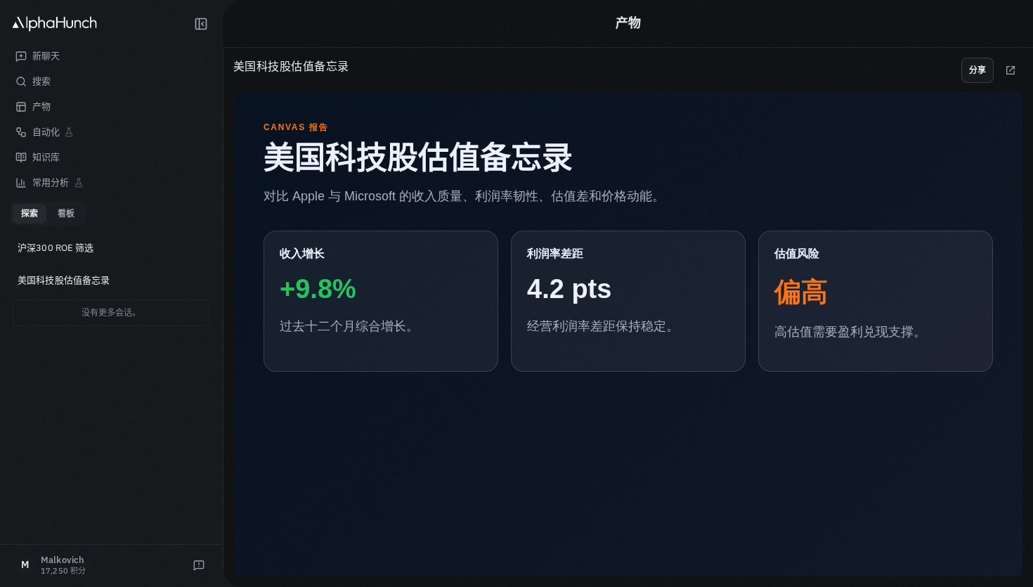 展示生成式可视化分析页面的 Canvas 预览区