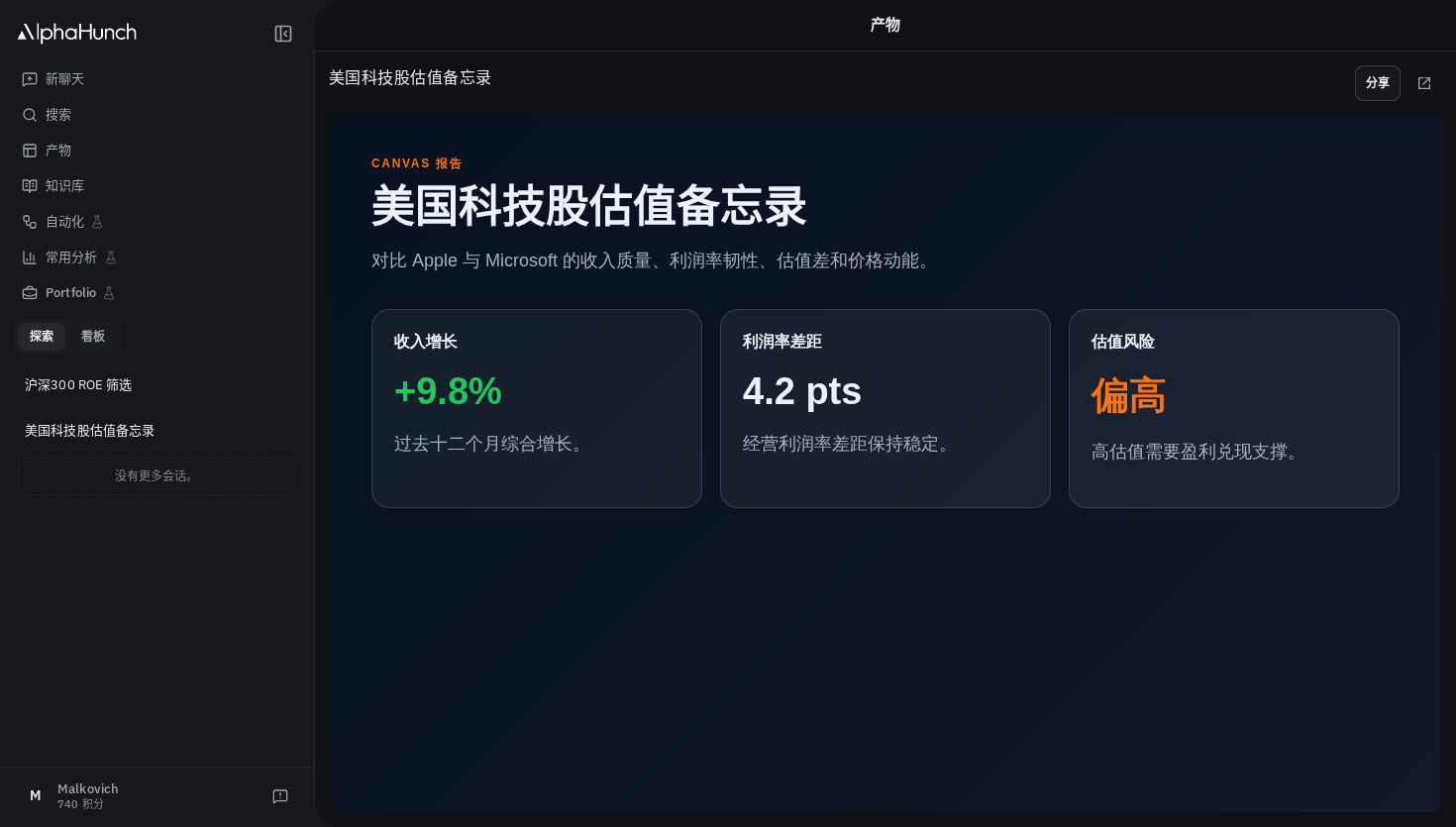 展示生成式可视化分析页面的 Canvas 预览区